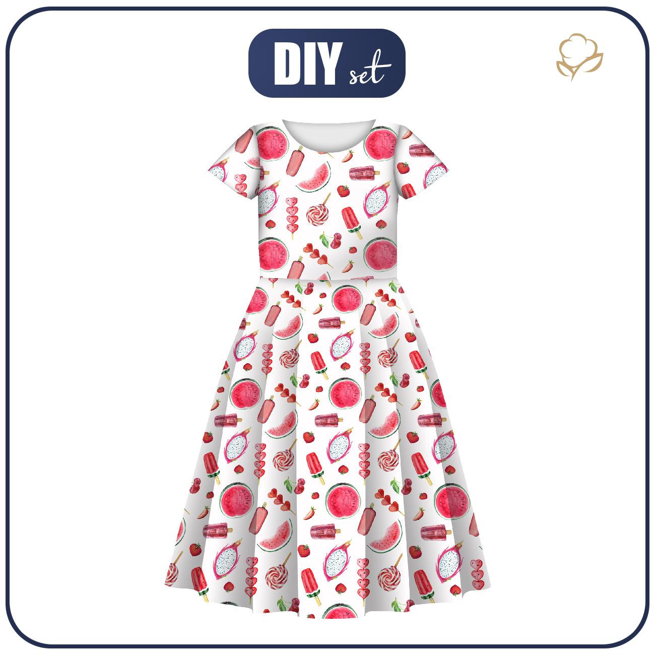 KINDER KLEID "MIA" - WASSERMELONEN MIX - Nähset