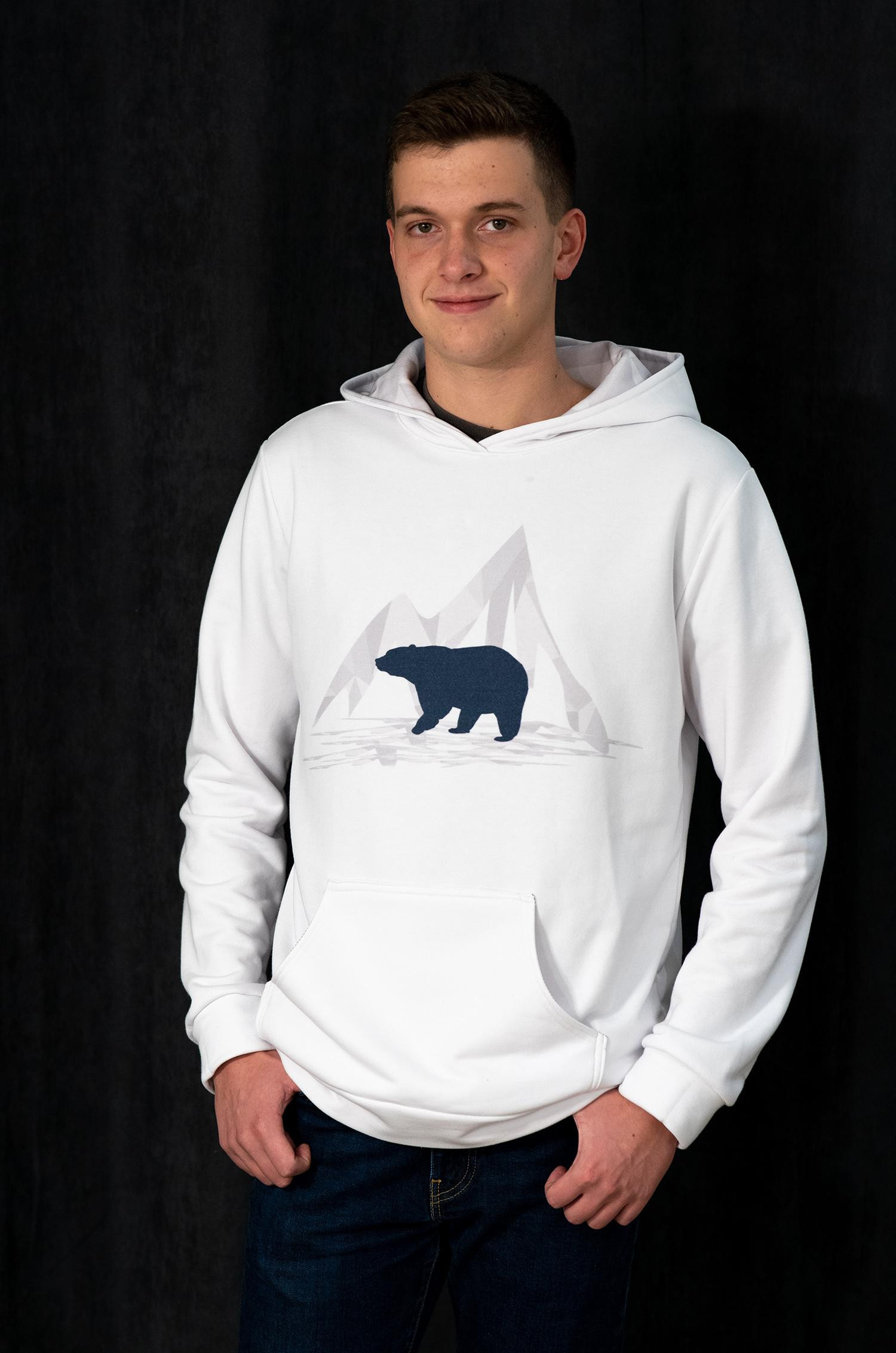 HERREN HOODIE (COLORADO) - Bär (ADVENTURE) / weiß - Nähset