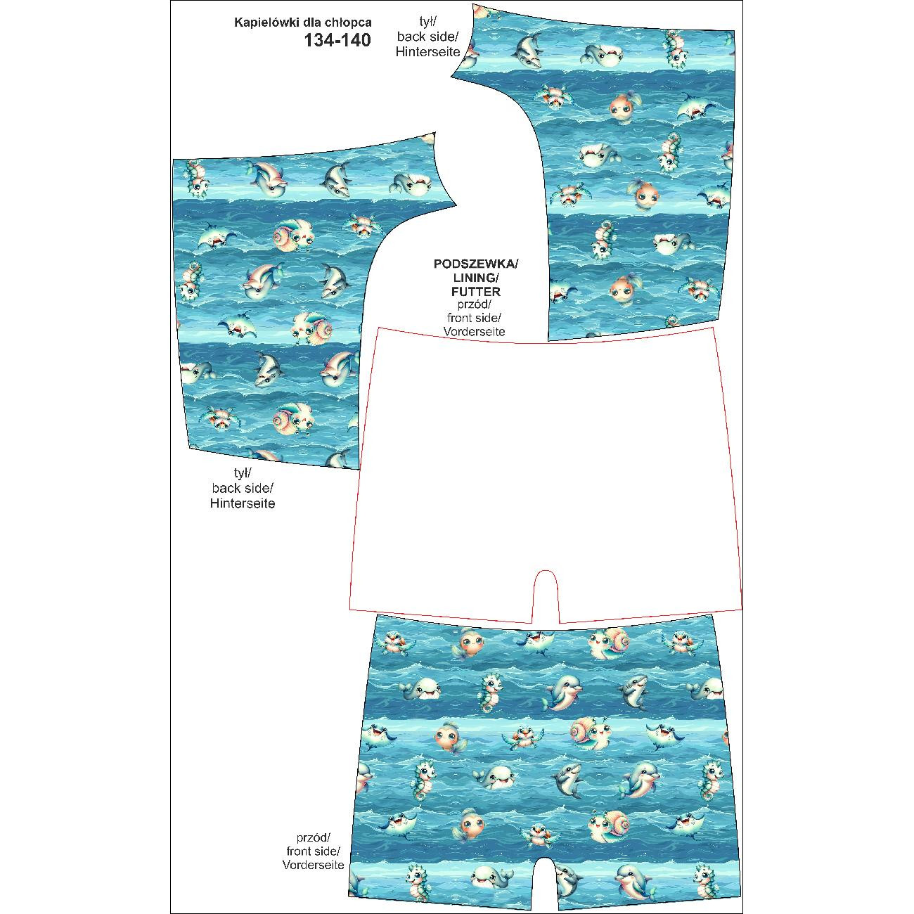 Jungen Badehose - SEA ANIMALS M. 1 - Nähset