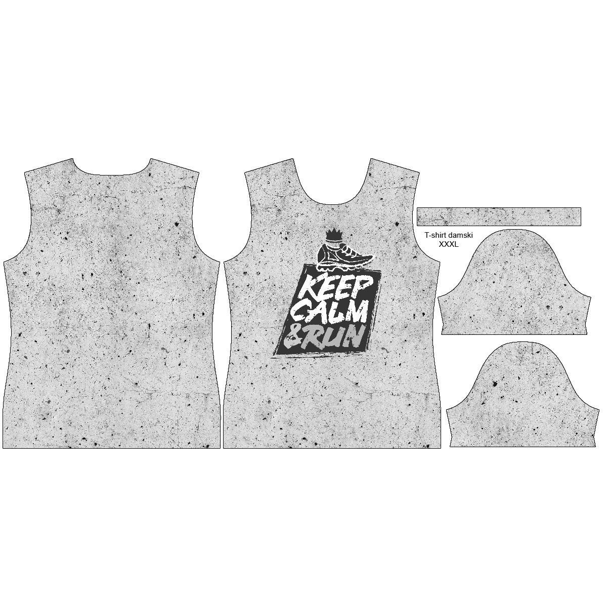 DAMEN T-SHIRT - KEEP CALM & RUN / beton - Single Jersey