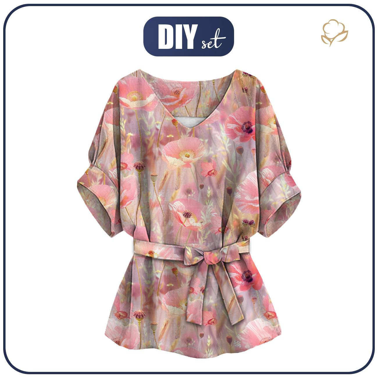 KIMONO BLUSE - MOHNBLUMEN Ms. 3 - Nähset 