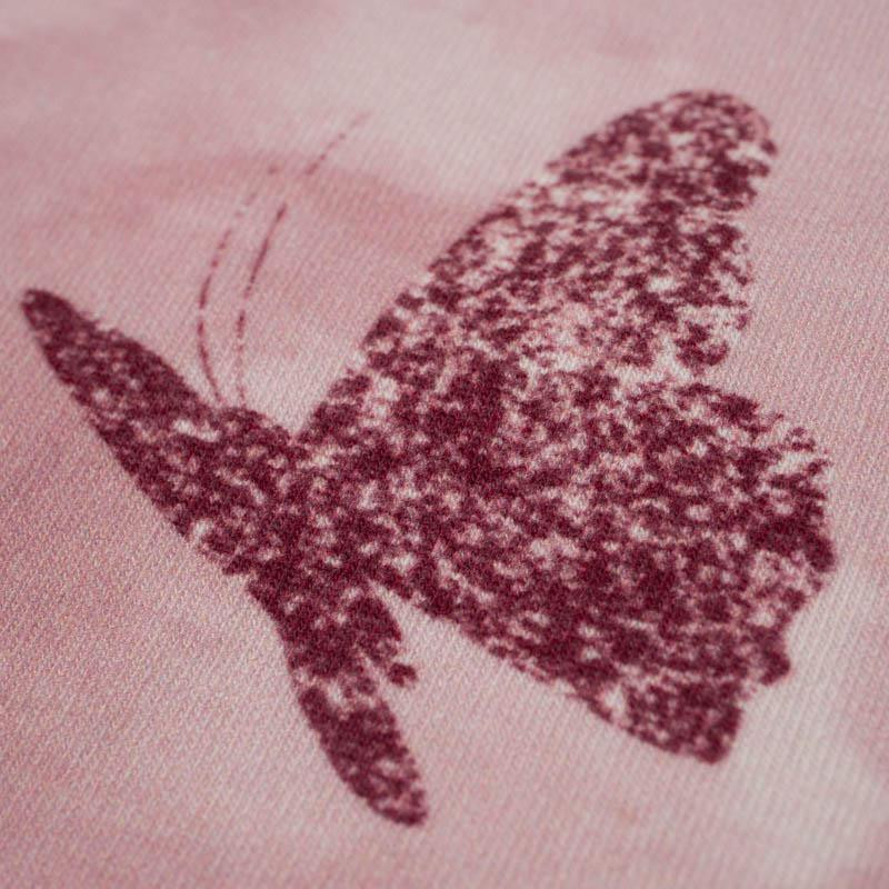 SCHMETTERLINGE (GLITTER SCHMETTERLINGE) / CAMOUFLAGE m. 2 (rosenquarz) - bio single jerset mit Elastan Sommersweat
