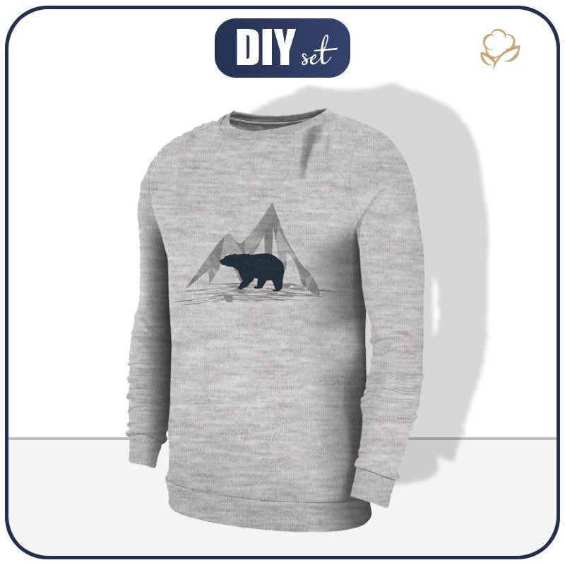 HERREN SWEATSHIRT (OREGON) - BÄR (ADVENTURE) / melange hellgrau - Sommersweat