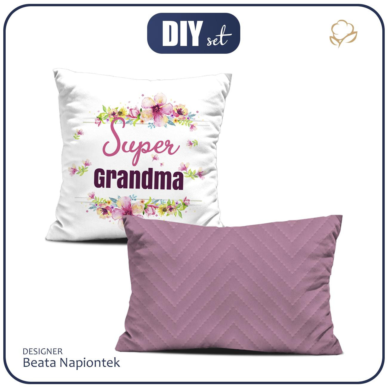 DEKO-KOPFKISSEN - Super Grandma / rosa