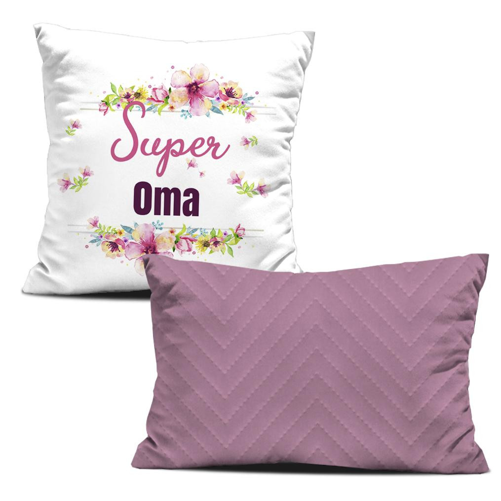 DEKO-KOPFKISSEN - SUPER OMA / rosa