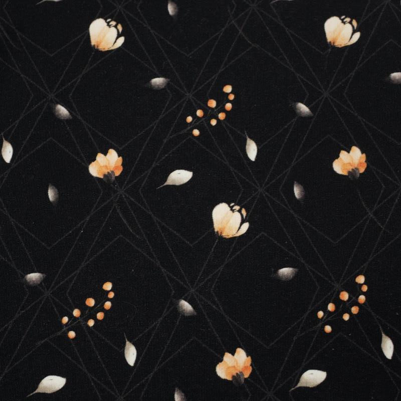 BLUMEN UND BLÄTTER Ms. 4 / schwarz - Single Jersey 