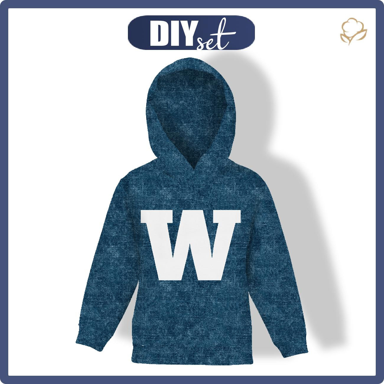KINDER HOODIE (ALEX) - "W" / acid wash dunkelblau - Sommersweat