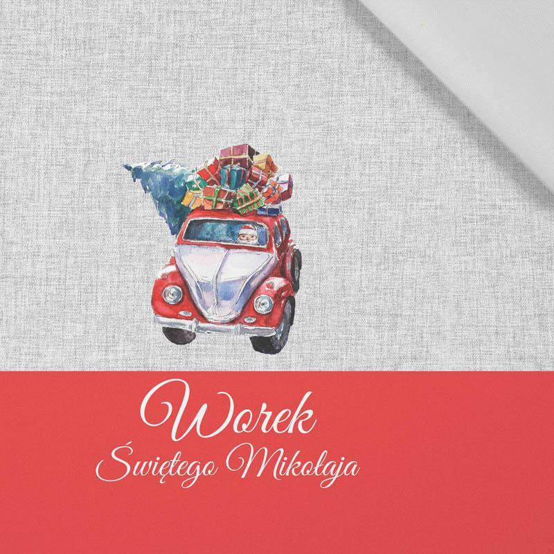WEIHNACHTSMANNS SUPERSCHLITTEN - WOREK ŚWIETĘGO MIKOŁAJA - acid wash grau - Baumwoll Webware Panel / Größe nach Wahl