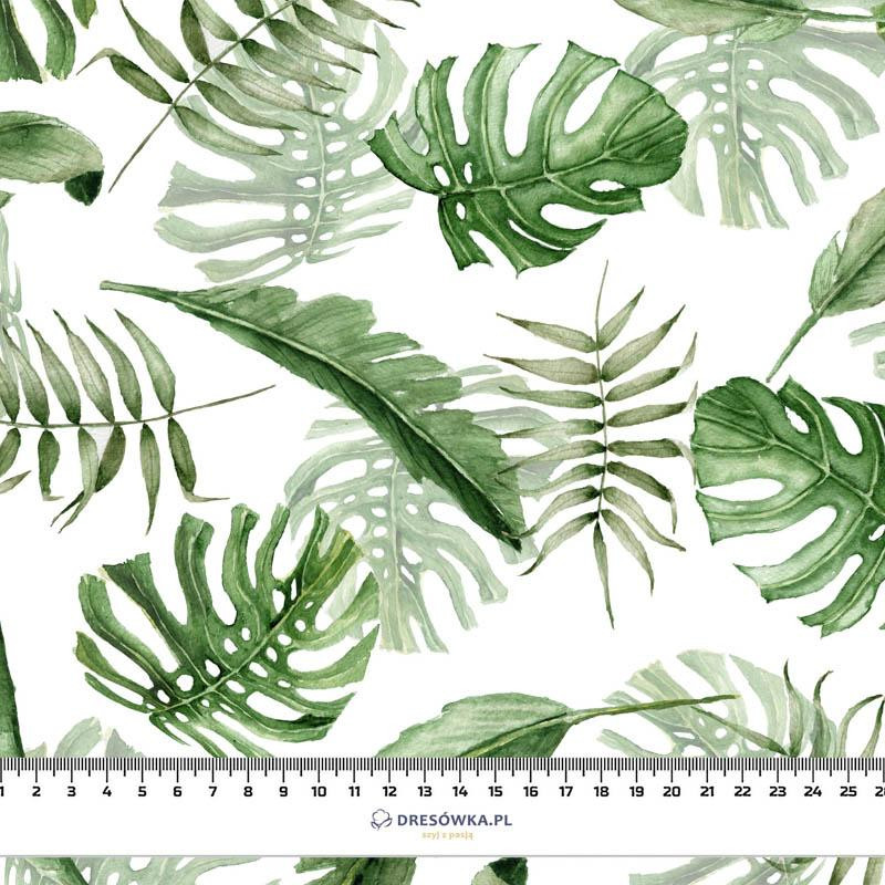 50CM TROPISCHE BLÄTTER MIX Ms. 1 / weiß (JUNGLE) - bio single jerset mit Elastan