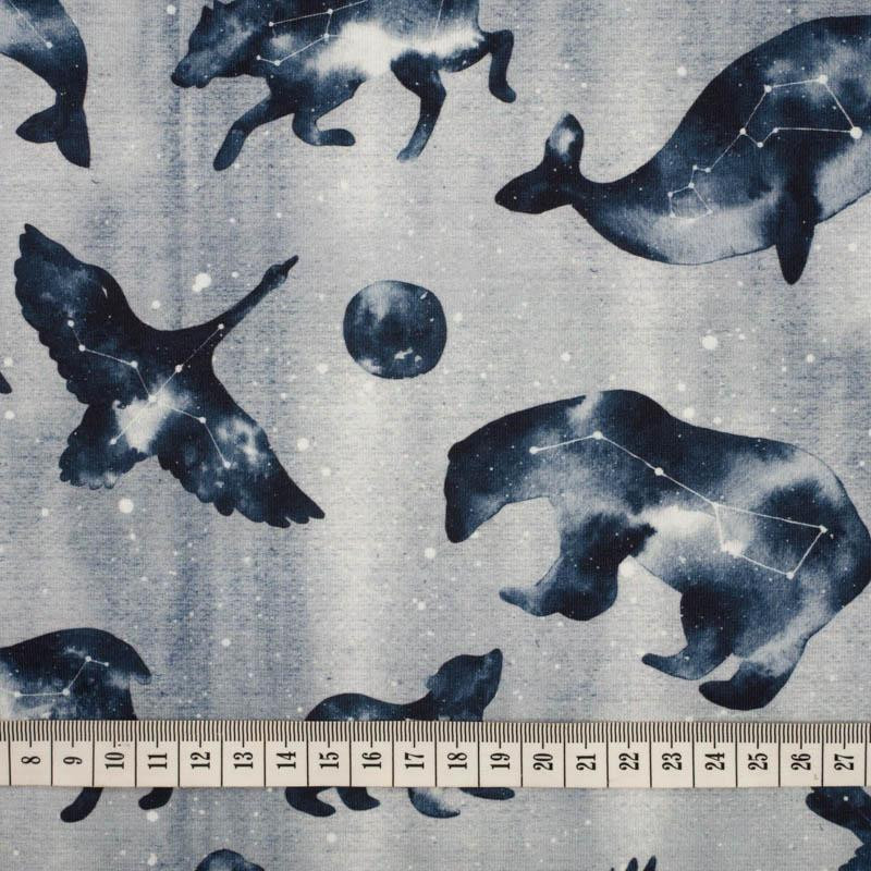 TIERE MIX (GALAKTISCHE TIERE) / grau - bio single jerset mit Elastan Sommersweat