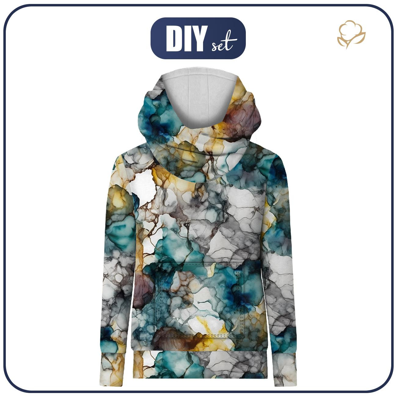 HYDROPHOBER HOODIE UNISEX - ALCOHOL INK M. 1 - Nähset