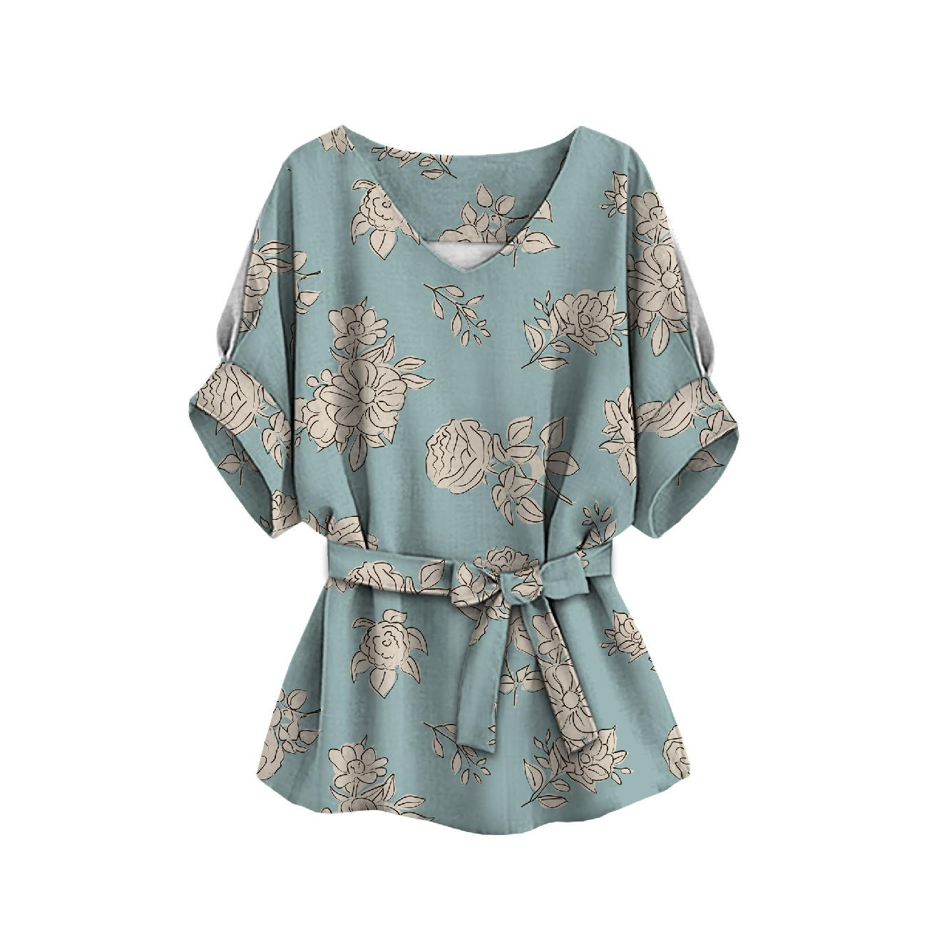 KIMONO BLUSE - BEIGE ROSEN - Nähset 