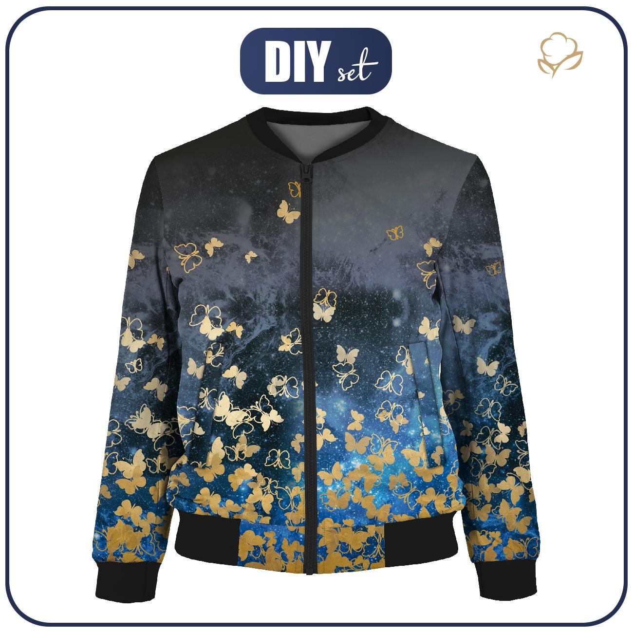 DAMEN BOMBERJACKE (KAMA) - SCHMETTERLINGE / gold - Nähset