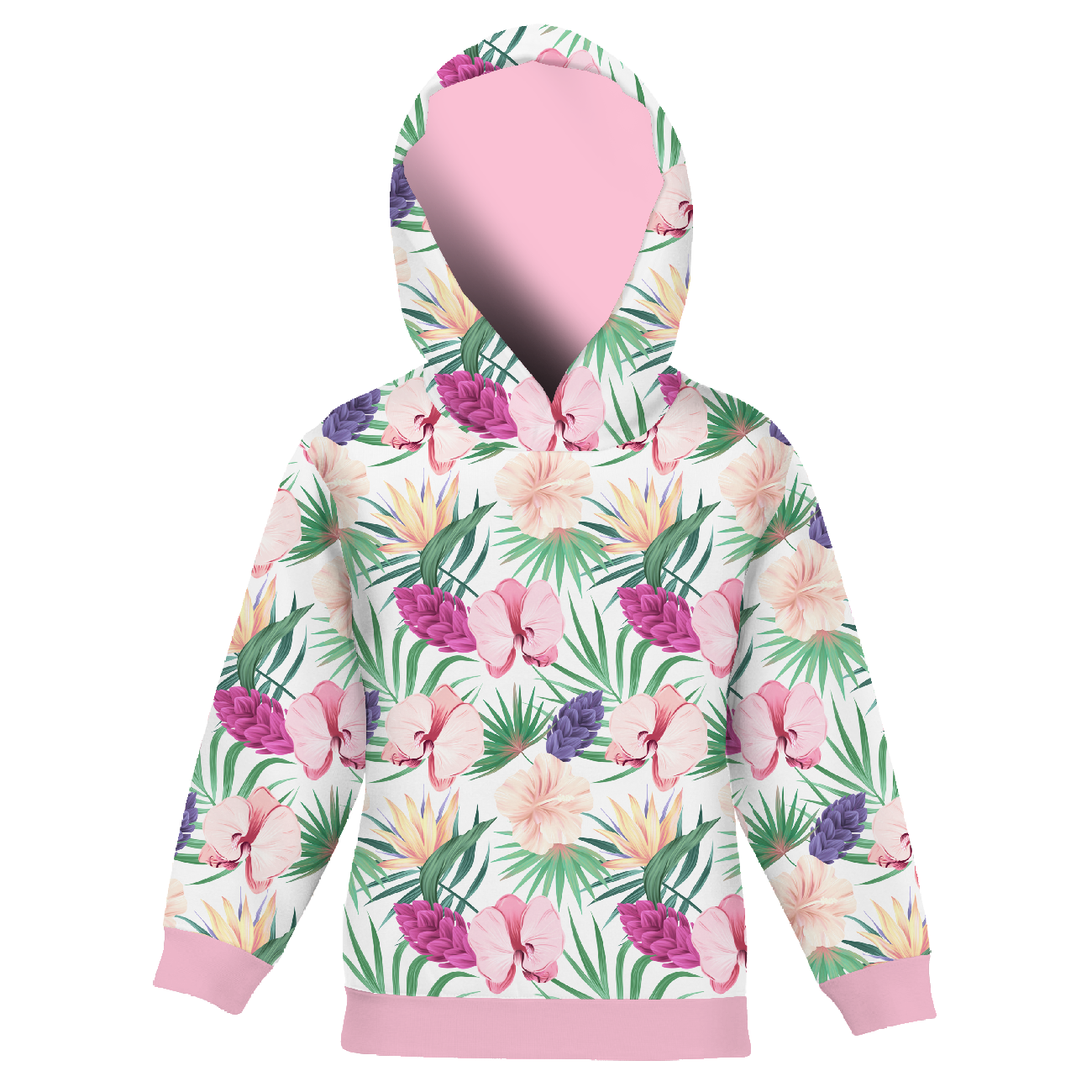 KINDER HOODIE (ALEX) - EXOTISCHE PFLANZEN / weiß - Nähset