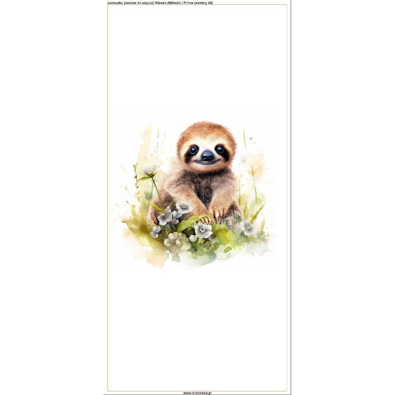 KISSEN 45x45 - WATERCOLOR SLOTH M. 1 - Panama 220g - Nähset