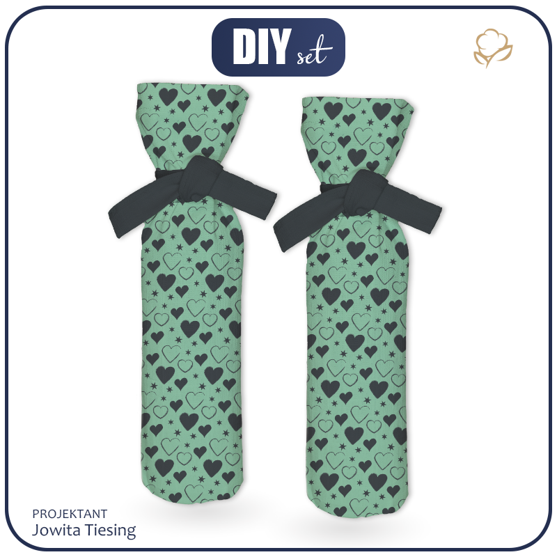Weinflaschen-Überzug - HERZEN - DIY set