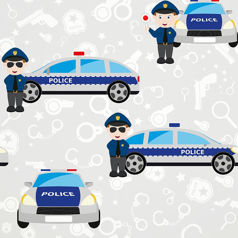 POLIZEI / hellgrau - Baumwoll Webware