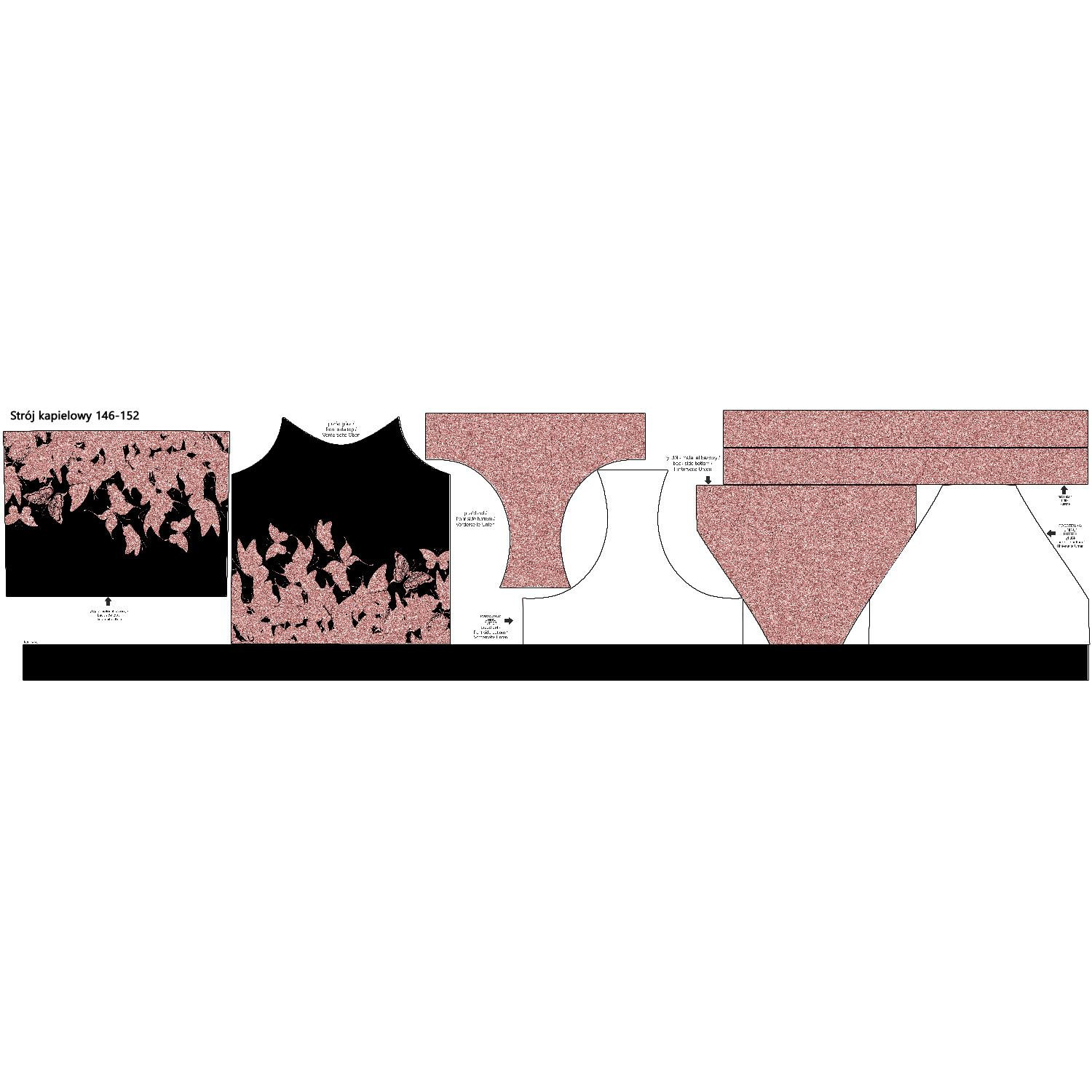 Mädchen Badeanzug - SCHMETTERLINGE / ombre (GLITTER SCHMETTERLINGE)