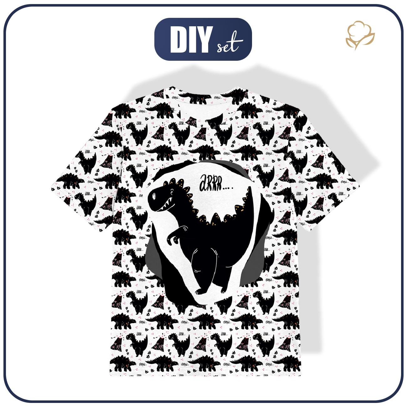 KINDER T-SHIRT  - SCHWARZER DINOSAURIER / ARR - Single Jersey ITY