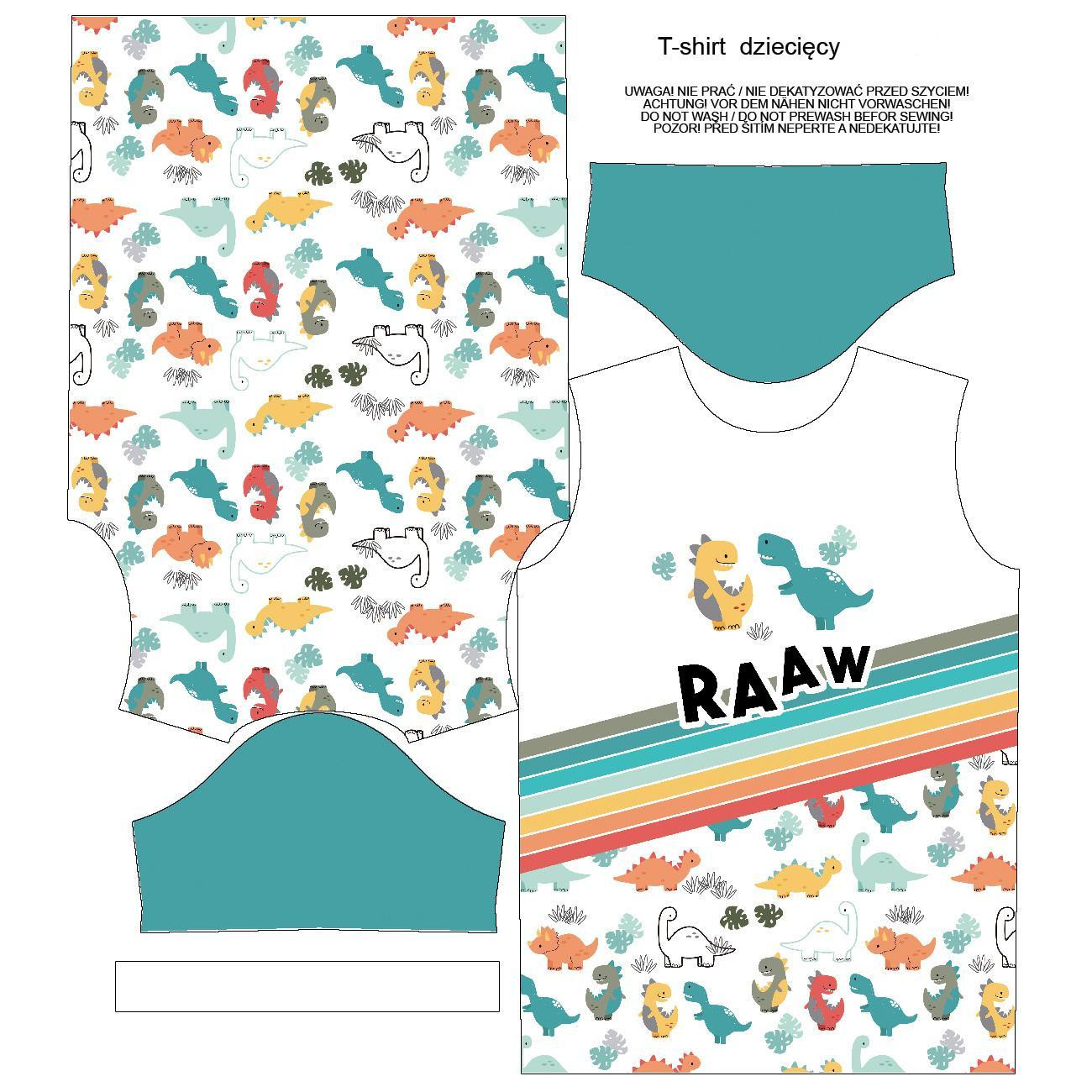 KINDER T-SHIRT- DINO / RAAW - Single Jersey (128/134)