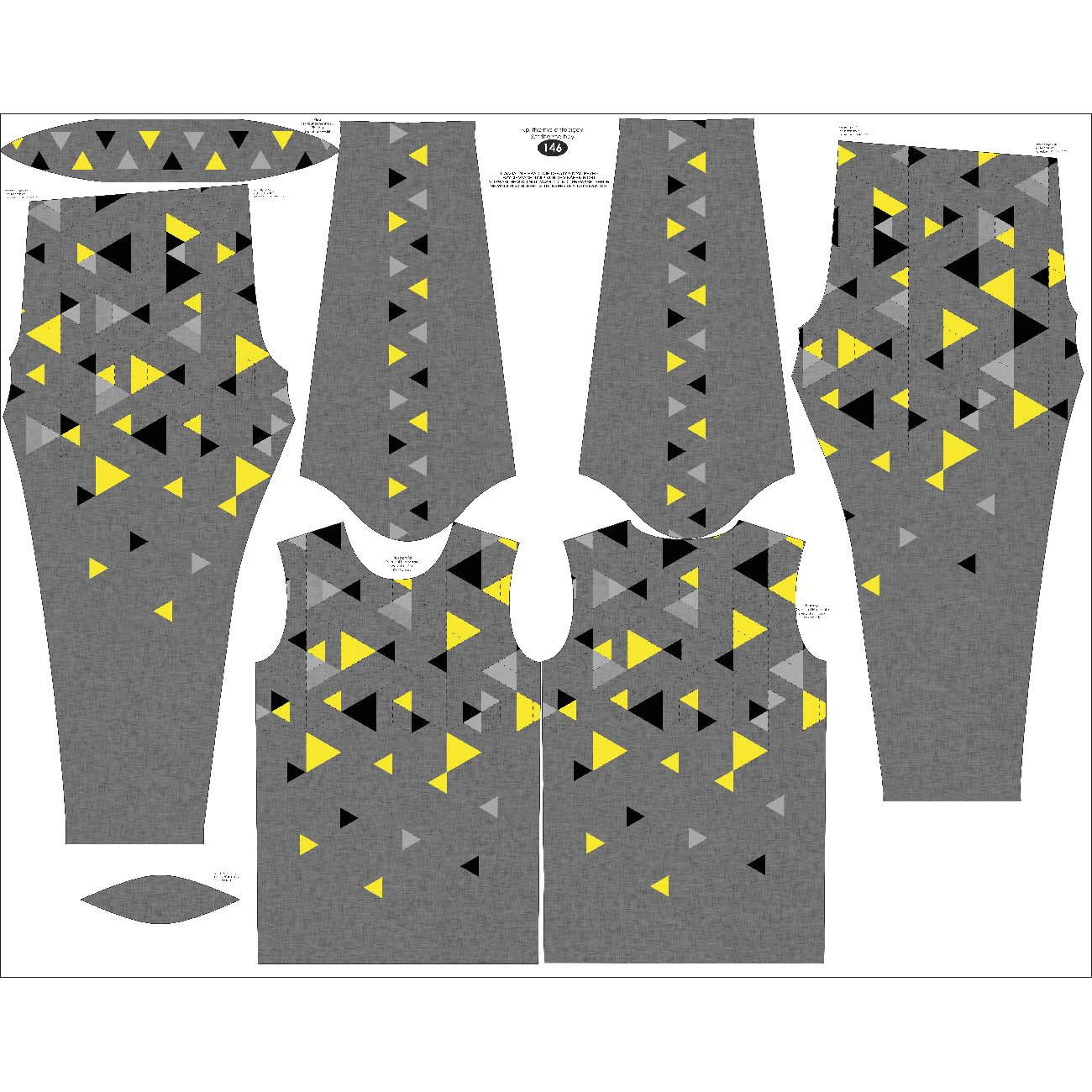 THERMO JUNGS SET (LUCAS) - GEOMETRISCHE DREIECKEN GELB 2 - Nähset