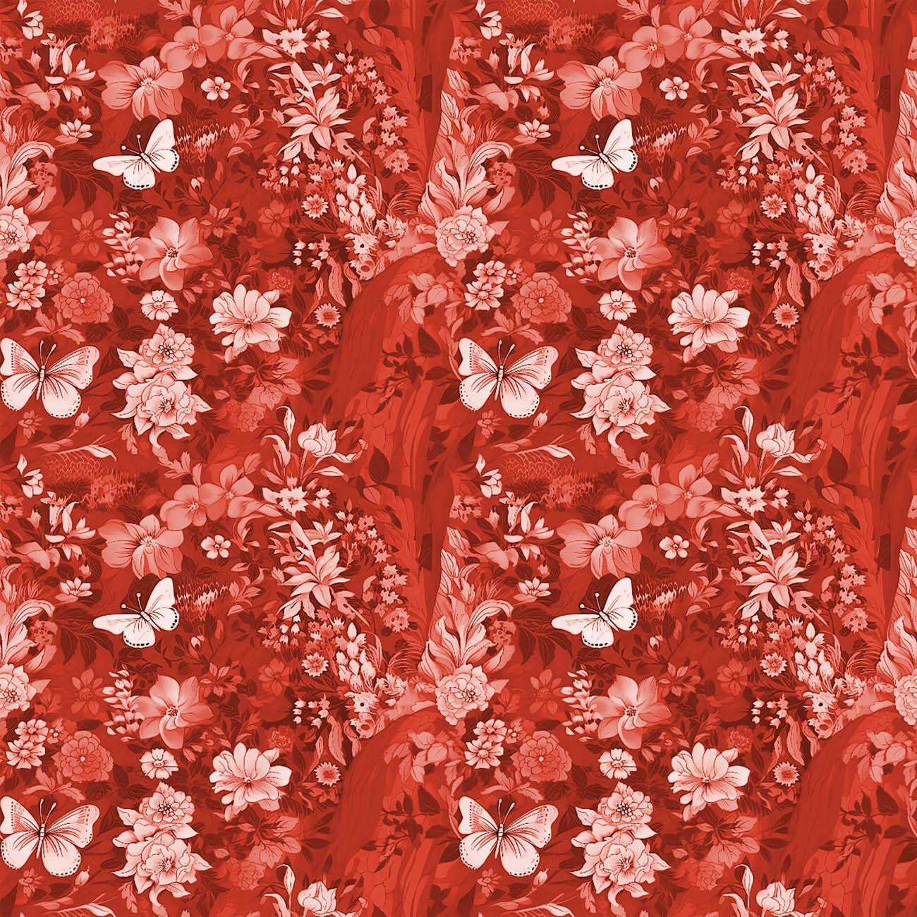 LUSCIOUS RED / FLOWERS - Nylonstoff PUMI