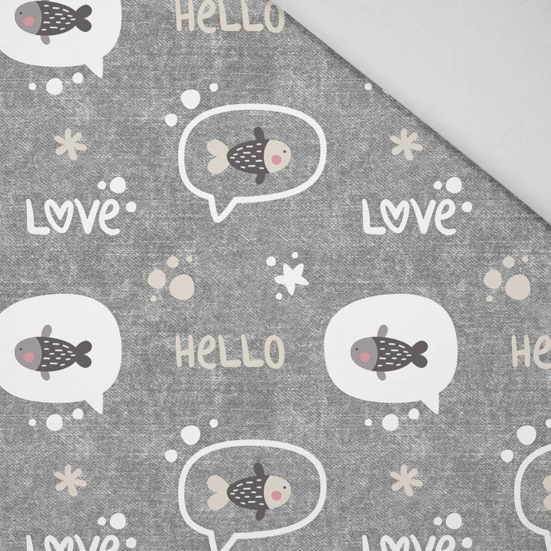 FISCHE / love (KATZENWELT) / ACID WASH GRAU  - HOME DECOR PREMIUM Webware