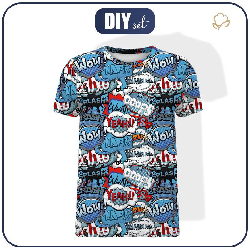 HERREN T-SHIRT - COMICS (blau - rot) - Single Jersey 