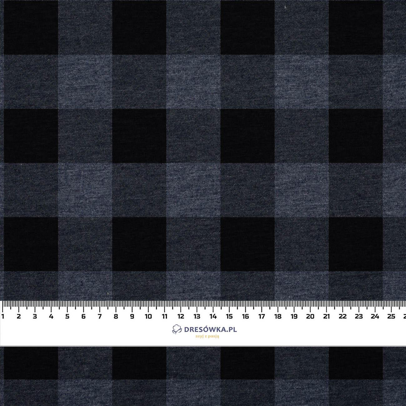 VICHY GITTER SCHWARZ  / jeans - looped knit fabric