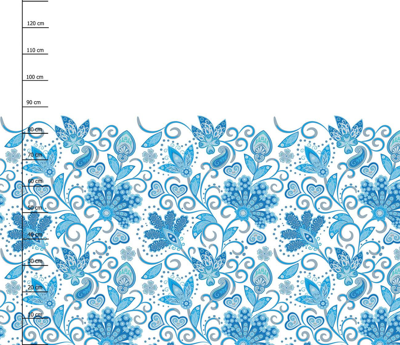 BLUMEN (Motiv 2 hellblau) / weiß  - Kleid-Panel