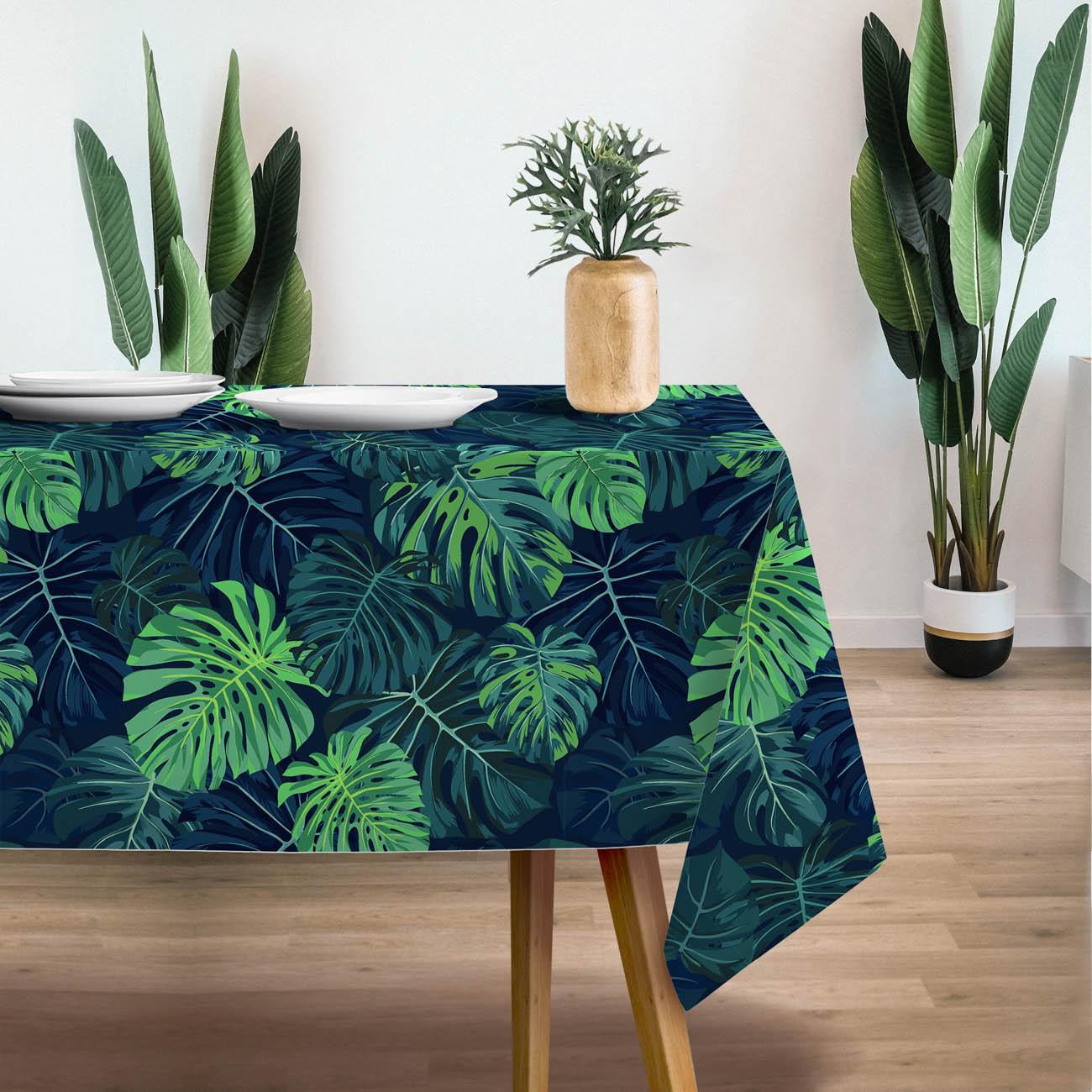 MONSTERA 2.0 / navy - Webware für Tischdecken