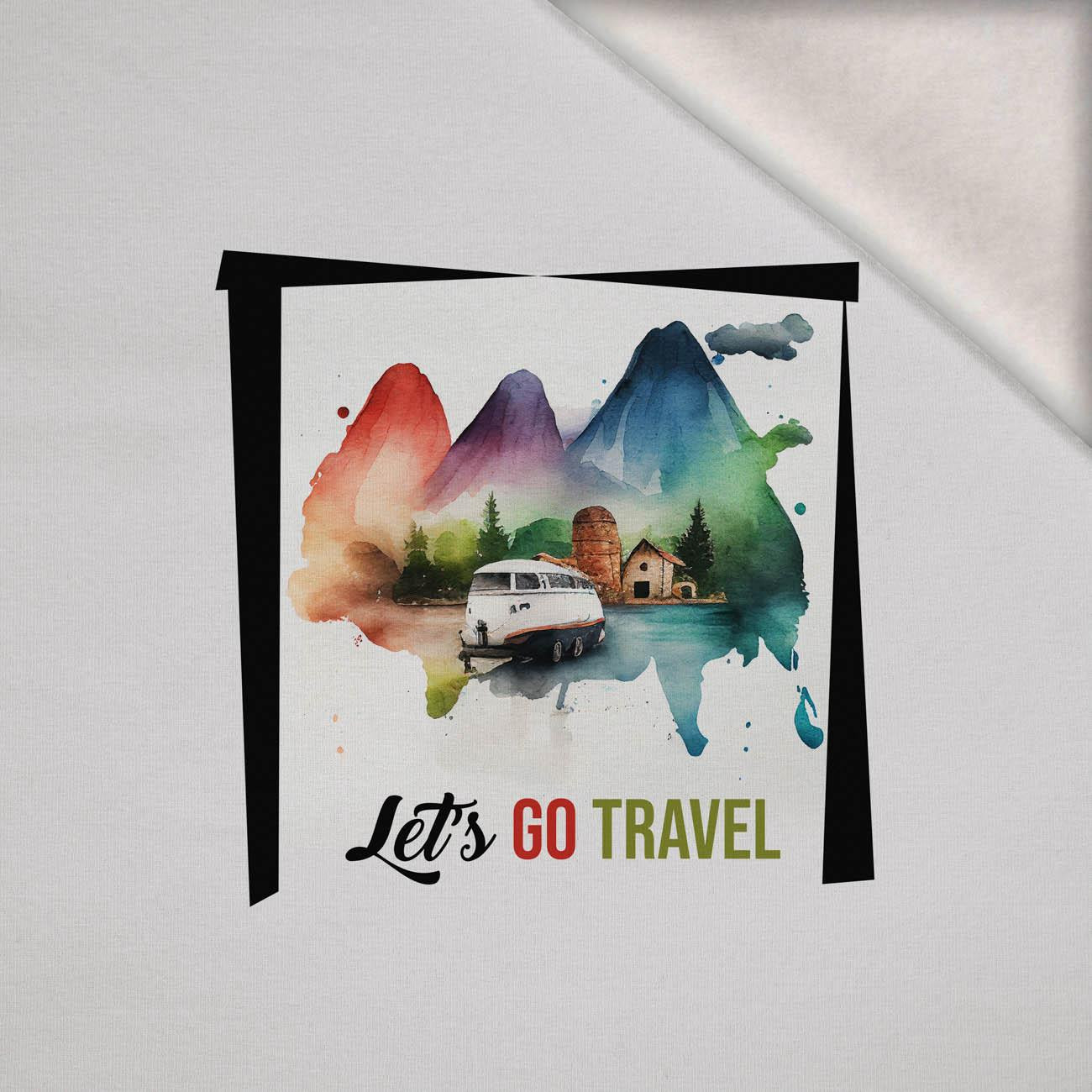 LET'S GO TRAVEL - Paneel (75cm x 80cm) Wintersweat angeraut mit Elastan ITY