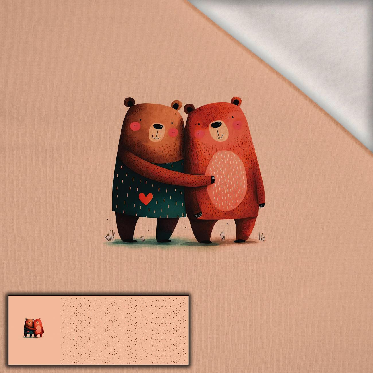 BEARS IN LOVE 1 - panoramisches Paneel  Wintersweat angeraut mit Elastan ITY (60cm x 155cm)