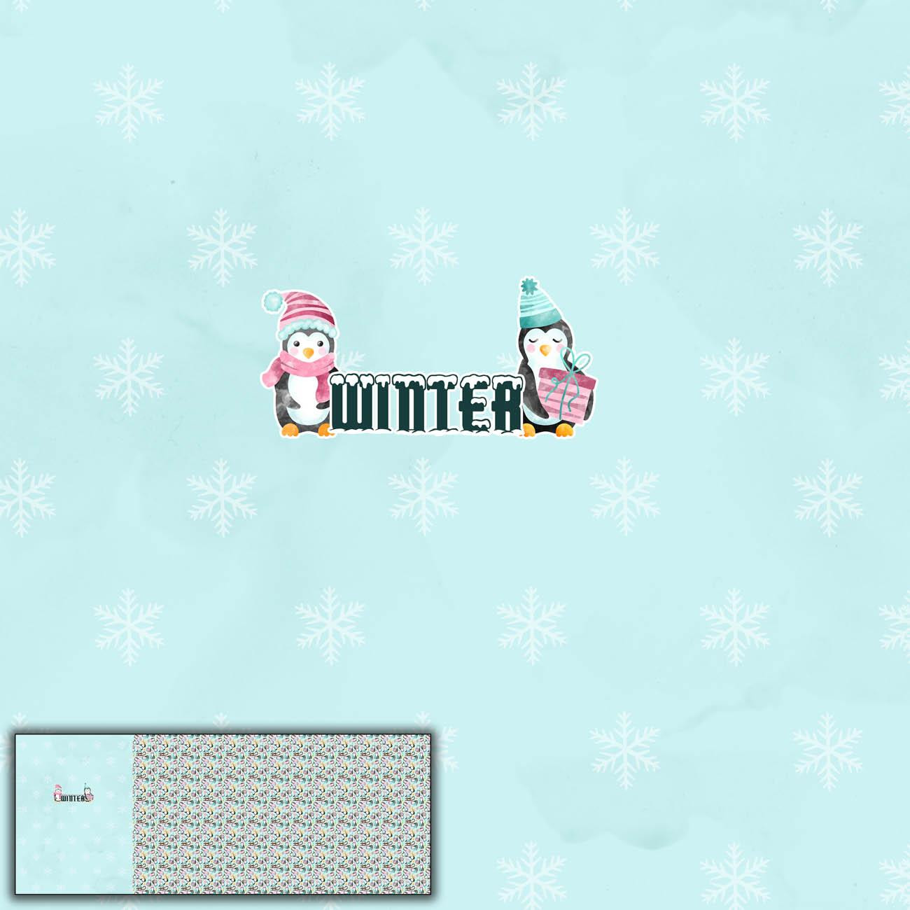 PINGUINE / Winter (WEIHNACHTSPINGUINE) - panoramisches Paneel (60 x 155cm)