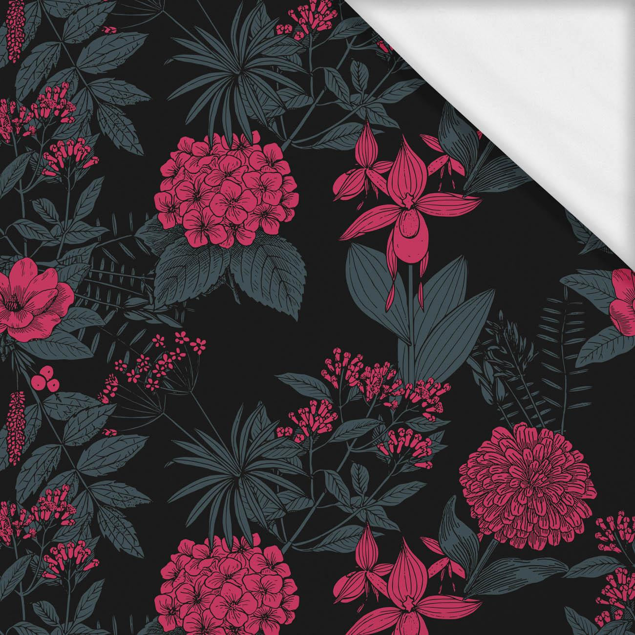 BLUMEN / viva magenta- Single Jersey mit Elastan ITY