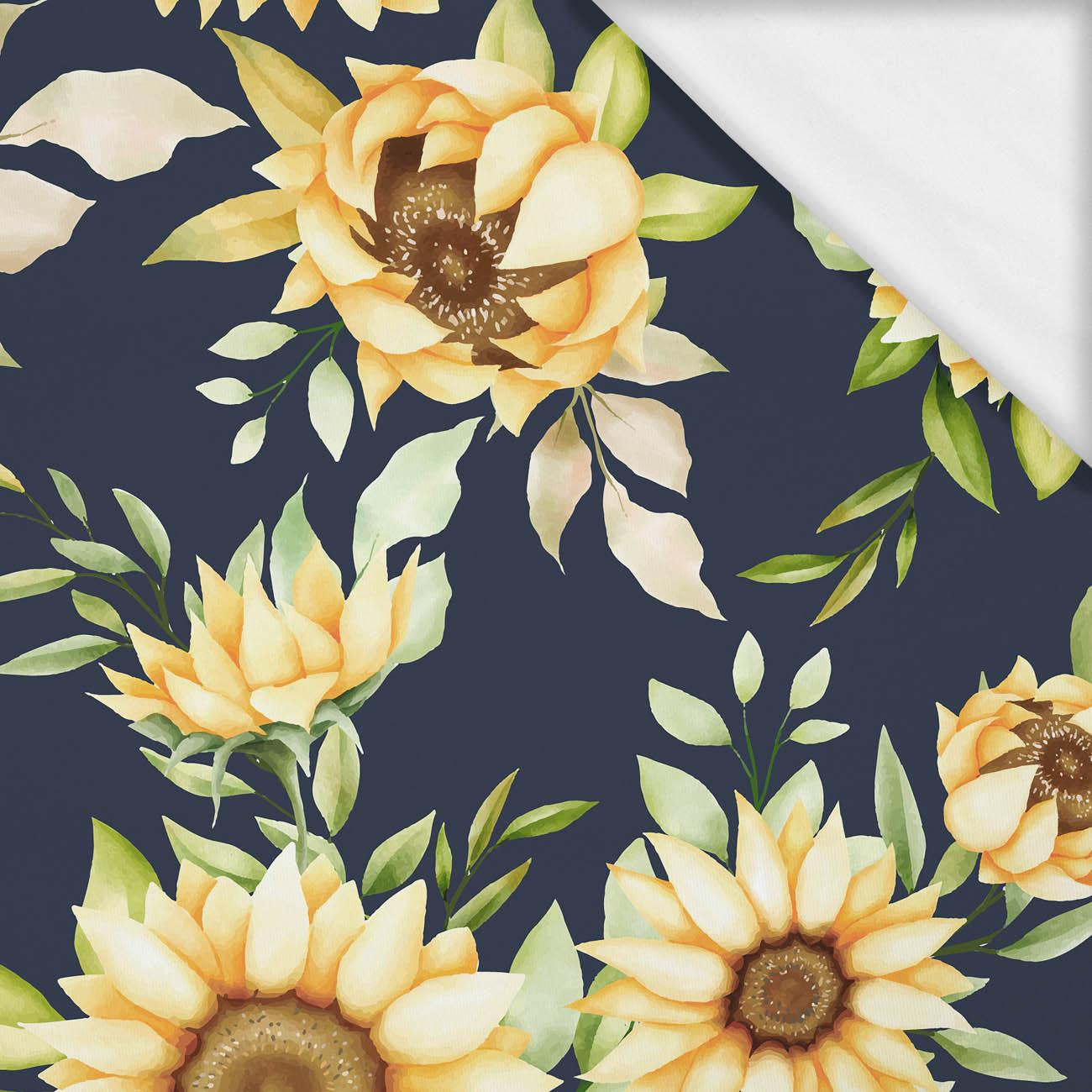 SONNENBLUMEN M. 5 / dunkelblau- Single Jersey mit Elastan ITY
