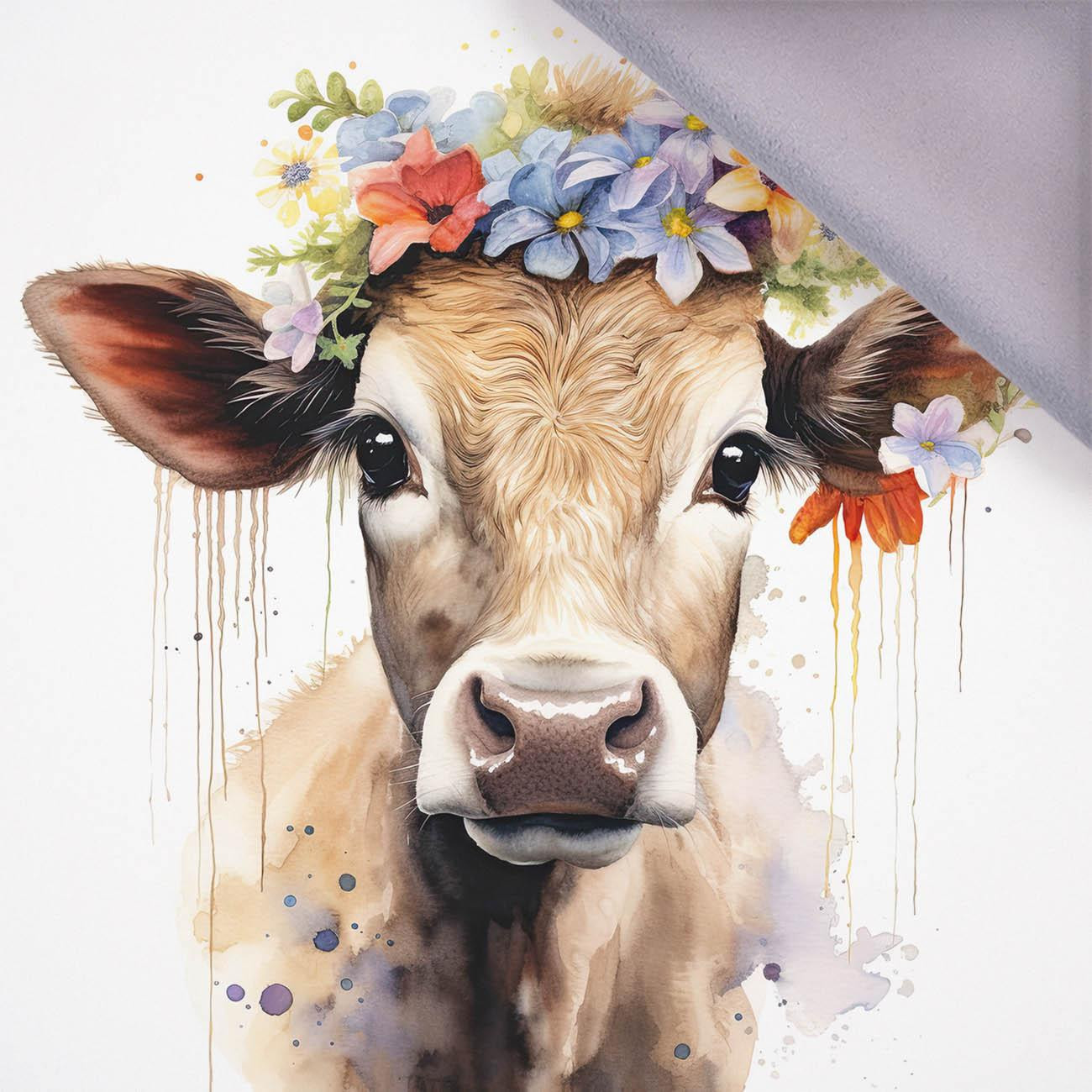 WATERCOLOR COW - Paneel (75cm x 80cm) Softshell 