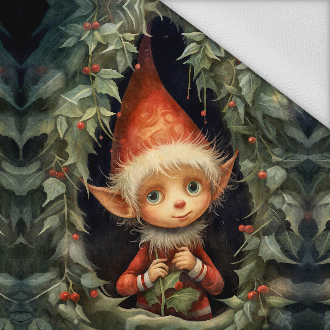 VINTAGE CHRISTMAS ELF - Paneel (60cm x 50cm) Wasserabweisende Webware