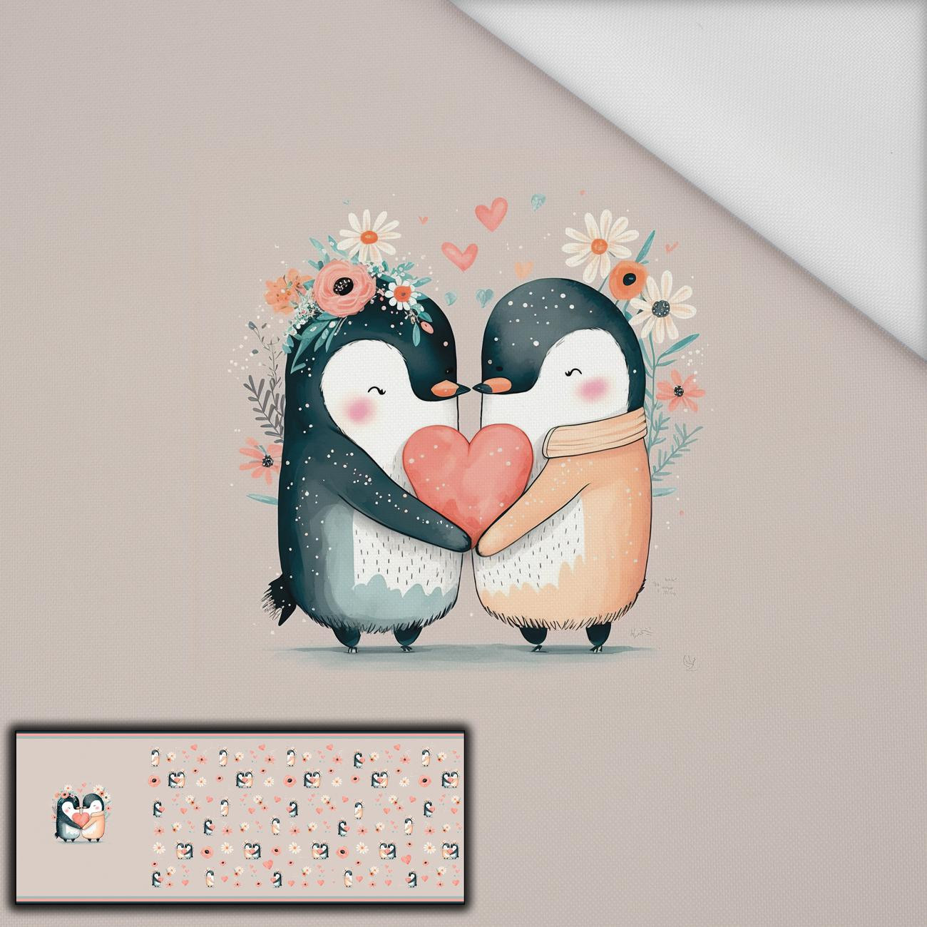 PENGUINS IN LOVE - panoramisches Paneel  Wasserabweisende Webware (60cm x 155cm)