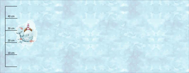 WAL UND LEUCHTTURM M.1 (MAGISCHER OZEAN) - panoramisches Paneel  Sommersweat (60cm x 155cm)