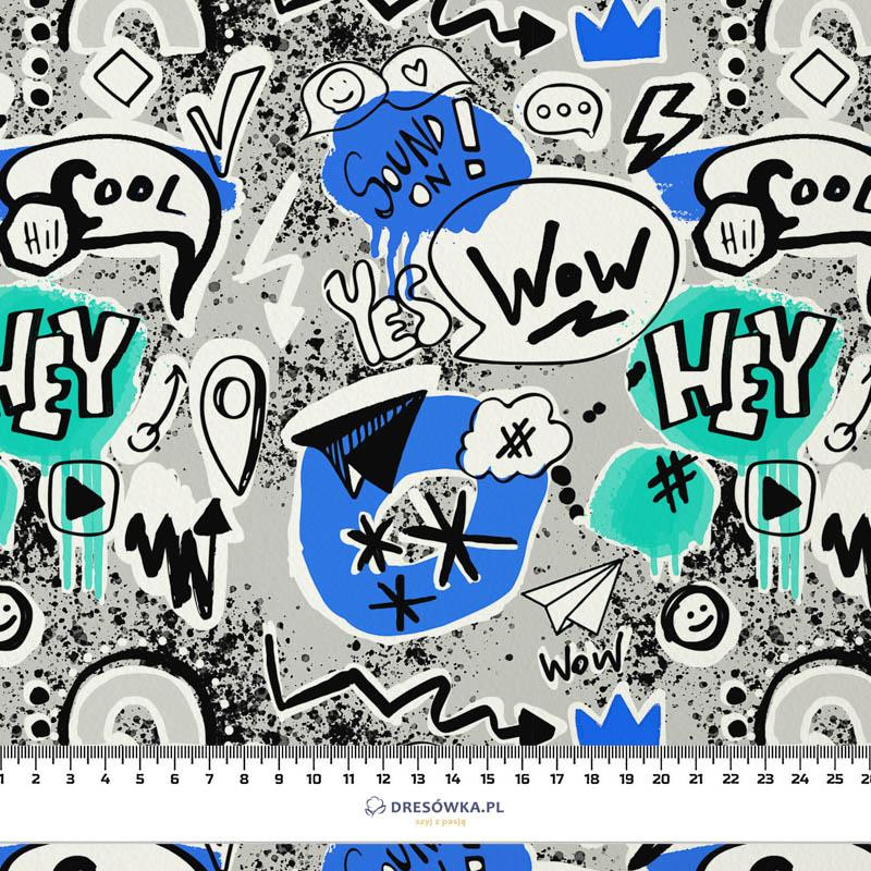 GRAFFITI / blau (SCHULZEICHNUNGEN) - Baumwoll Webware