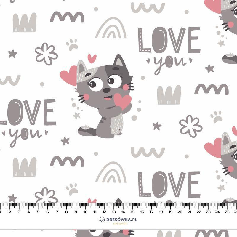 KATZEN / love you (KATZENWELT) / weiß - Baumwoll Musselin