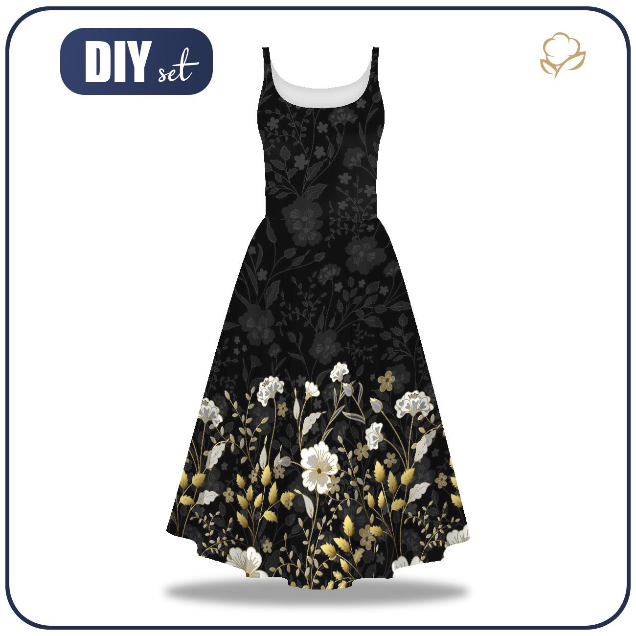 KLEID "ISABELLE" - BLUMEN (Motiv 8) / schwarz - Nähset