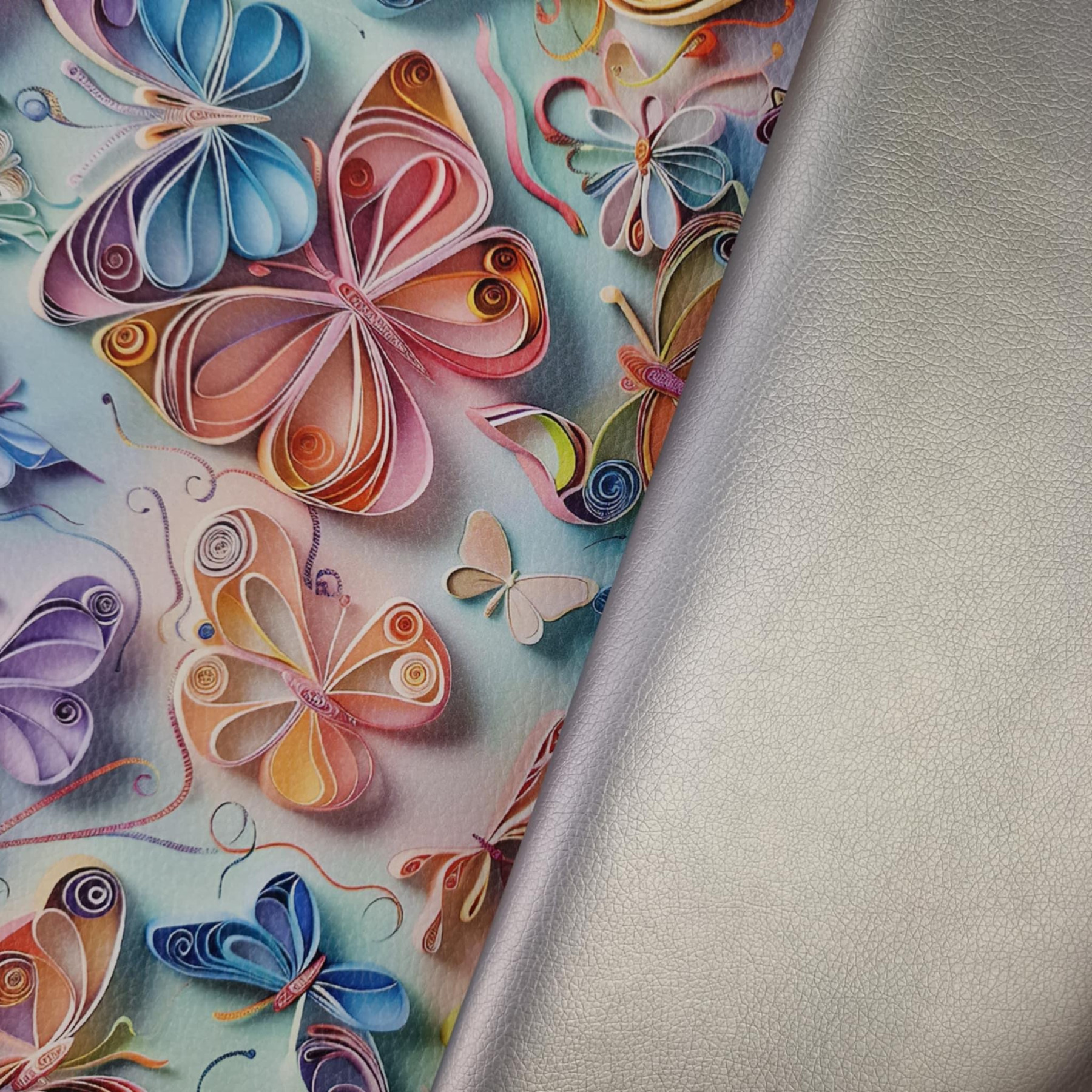 METALIC SILVER - metallisch Kunstleder