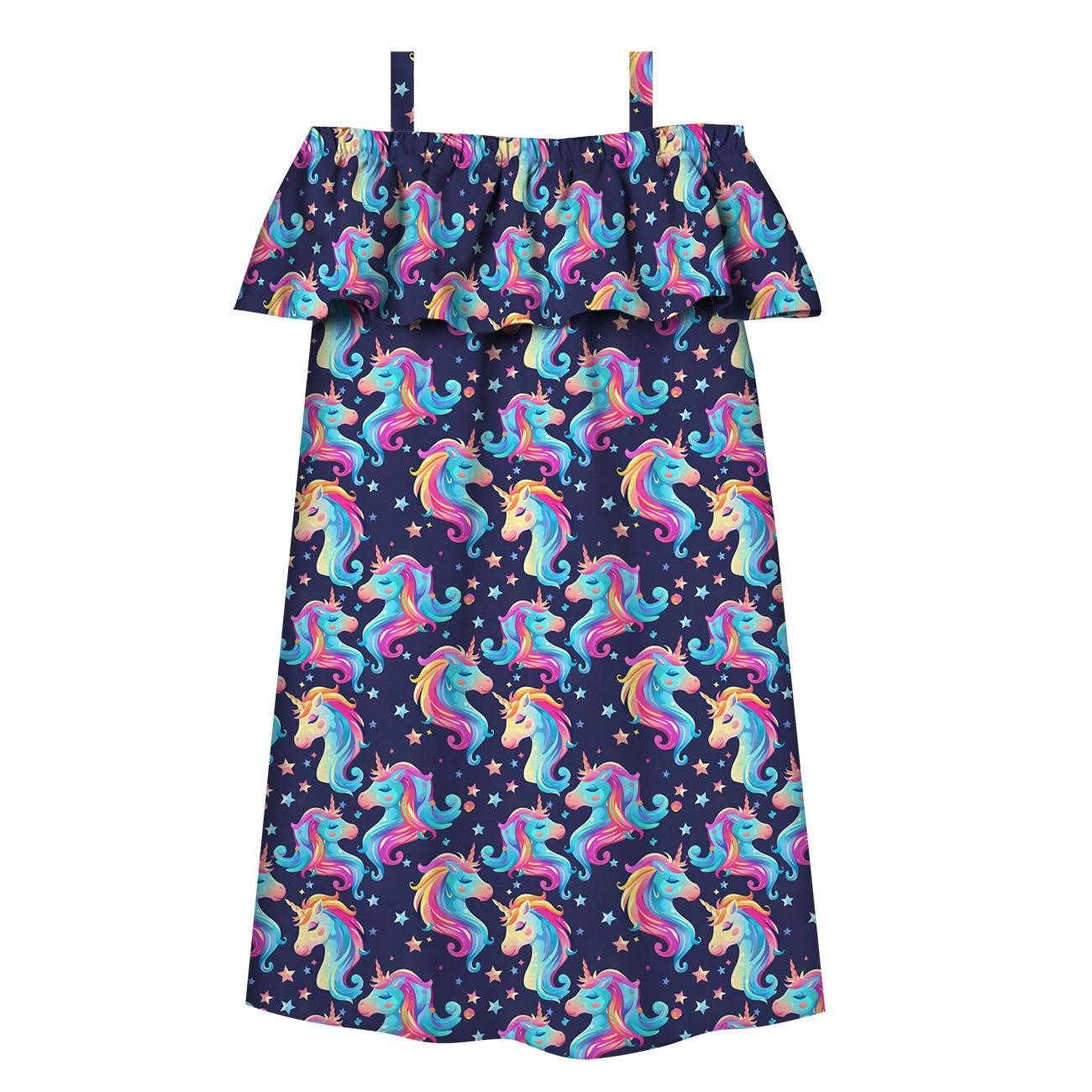 Carmenausschnitt Kleid (LILI) - FAIRY WORLD wz.1 (UNICORN) - Nähset 