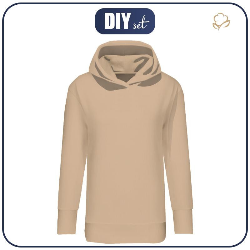 LANGES DAMEN HOODIE (MEGI) - HAZELNUT / beige - Sommersweat