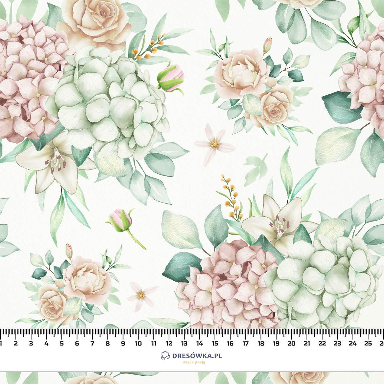 Hortensien / weiß - Bamboo fabric 170g