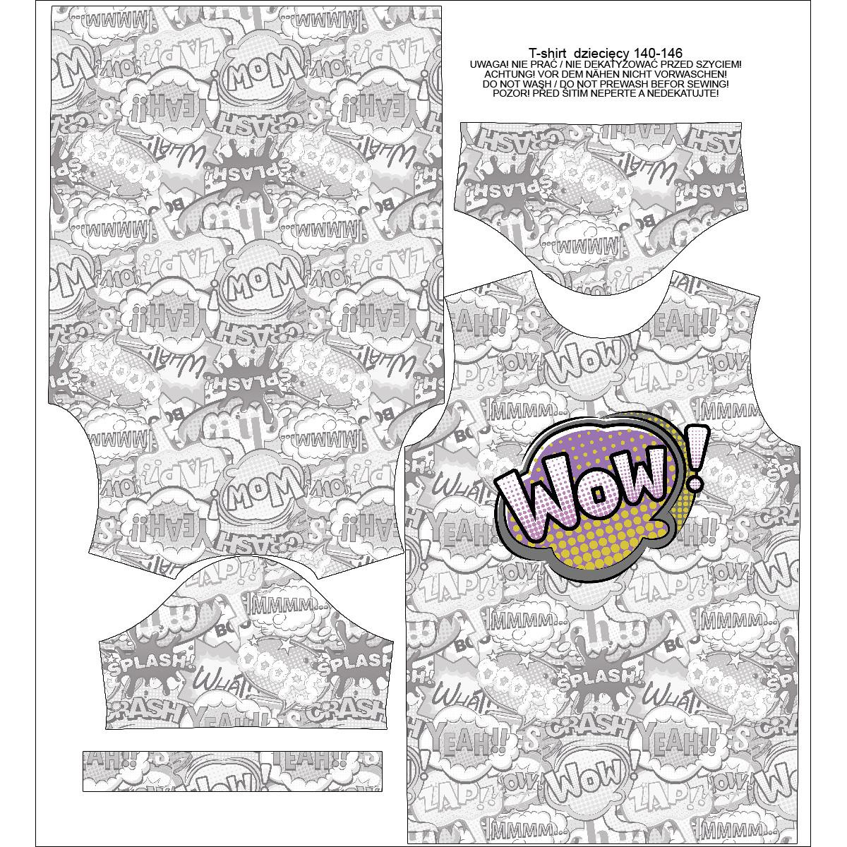 KINDER T-SHIRT- COMICS / wow (violet - rot) - Single Jersey