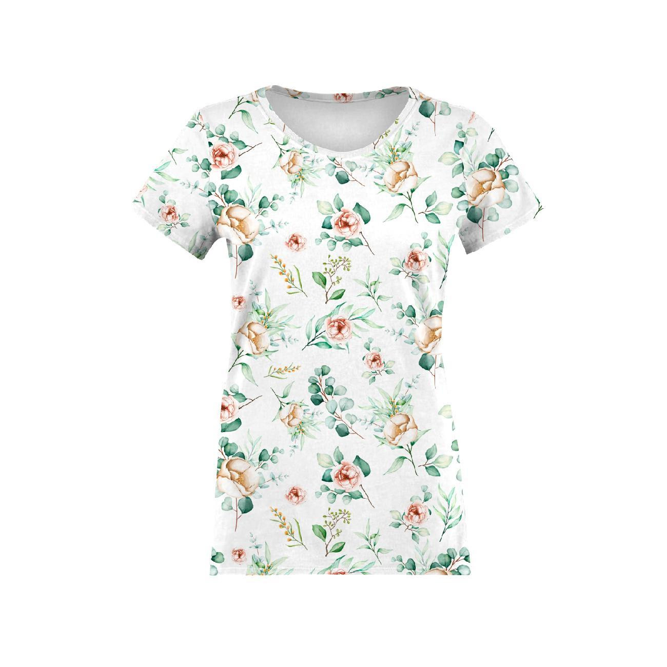 DAMEN T-SHIRT M - ROSEN UND BLÄTTER MS. 2 - Single Jersey