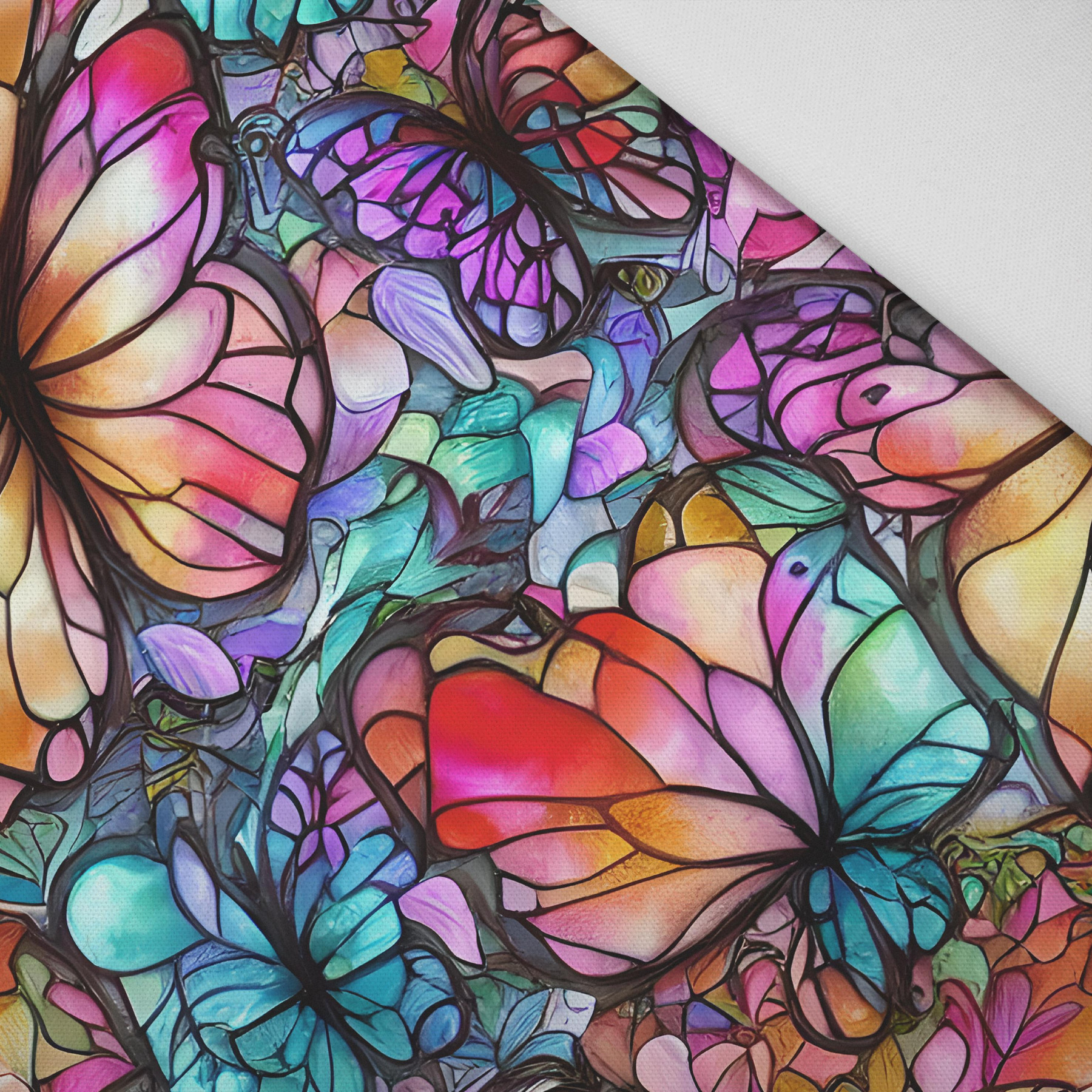 SCHMETTERLINGE / GLASMALEREI - Bamboo fabric 170g
